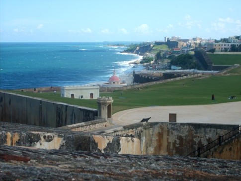 Looking along the north shore of Puerto Rico to Fort San Cristobal
